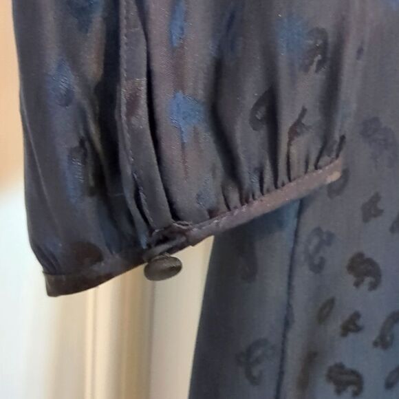 J. Crew Navy Knee Length Silk Jacquard Tonal Shift Dress Size 6 - Picture 9 of 15